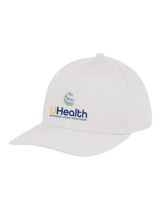 Premium Modern Structured Twill White Snapback Cap w/Uhealth Logo