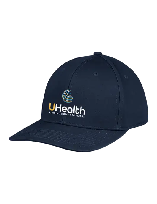 Premium Modern Structured Twill Navy Snapback Cap w/Uhealth Logo