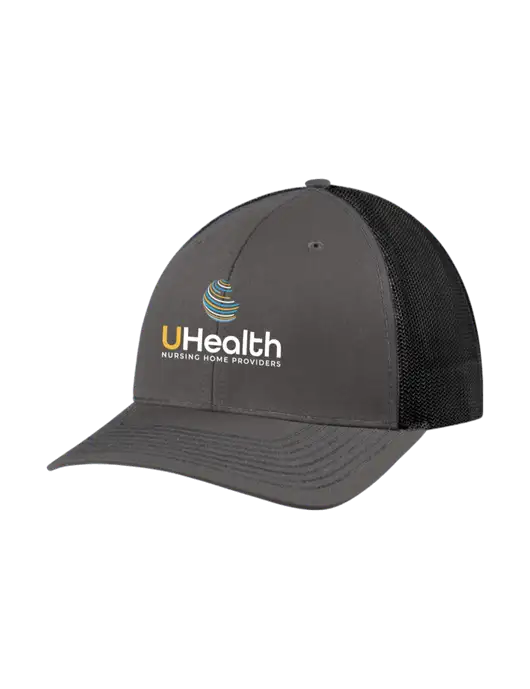 Richardson Adjustable Snapback Original 112 Trucker Cap Dark Grey w/Black Mesh w/Uhealth Logo