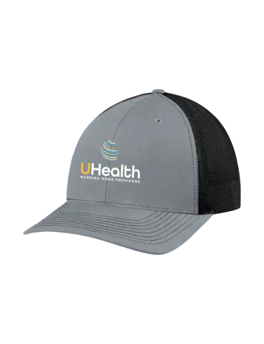 Richardson Adjustable Snapback Original 112 Trucker Cap Heather Grey w/Black Mesh w/Uhealth Logo