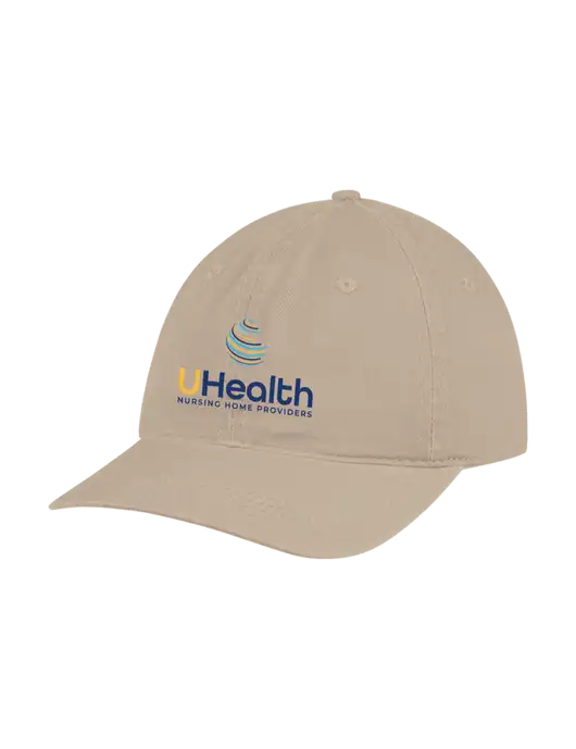 Garment Washed Unstructured Twill Tan Cap w/Uhealth Logo