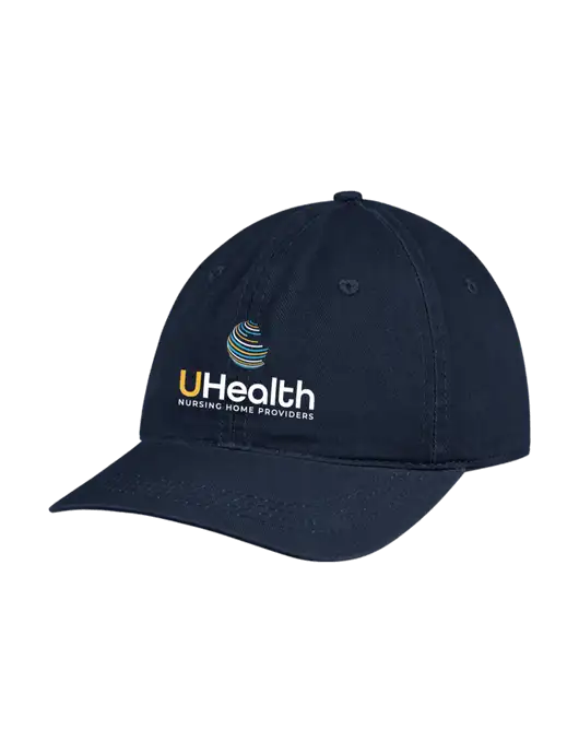 Garment Washed Unstructured Twill Navy Cap w/Uhealth Logo