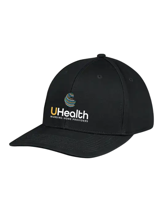 Premium Modern Structured Twill Black Snapback Cap w/Uhealth Logo