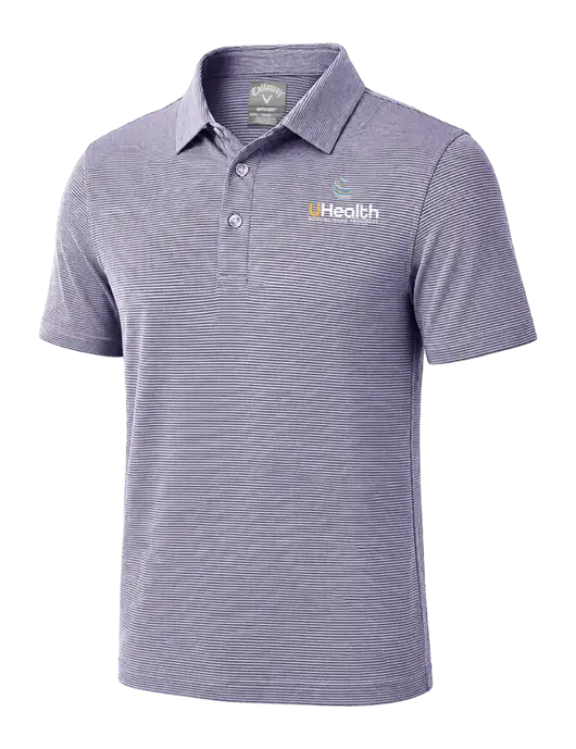 Callaway Navy Fine Line Stripe Polo w/Uhealth Logo