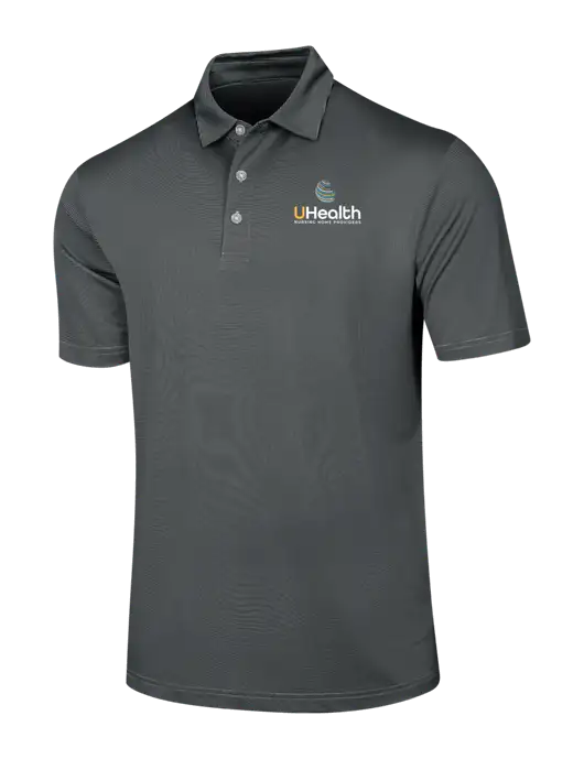 Callaway Black Fine Line Stripe Polo w/Uhealth Logo