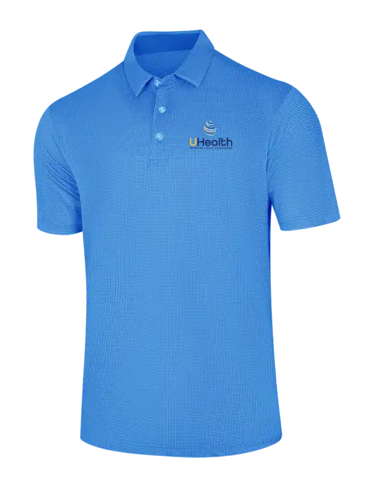 Callaway Carolina Blue Fashion Gingham Polo w/Uhealth Logo