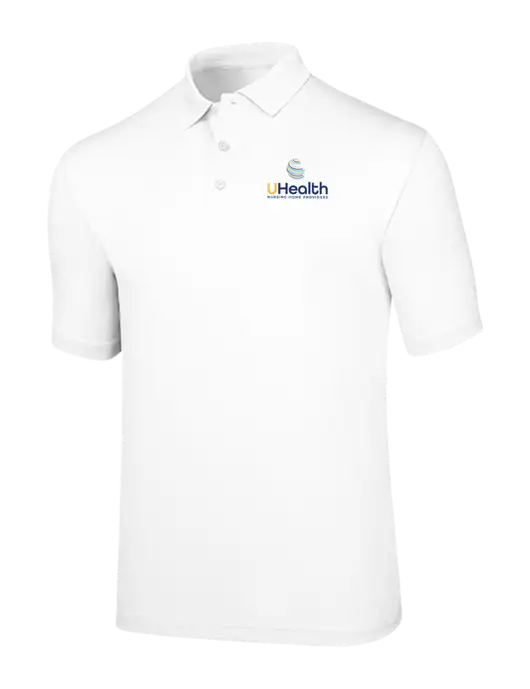 Callaway Opti-Dri White Chev Polo w/Uhealth Logo