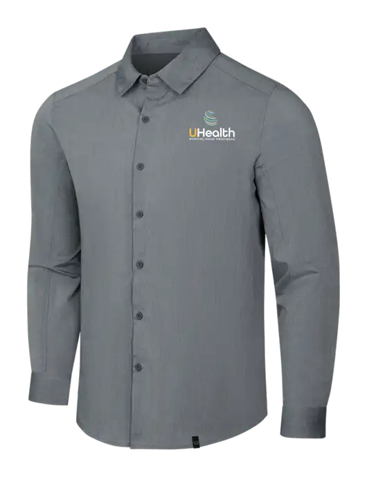 OGIO Medium Grey Heather Commuter Woven Shirt w/Uhealth Logo