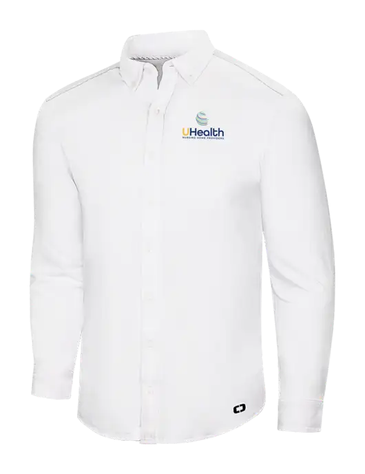 OGIO Bright White Modern Code Stretch Button-Up Shirt w/Uhealth Logo