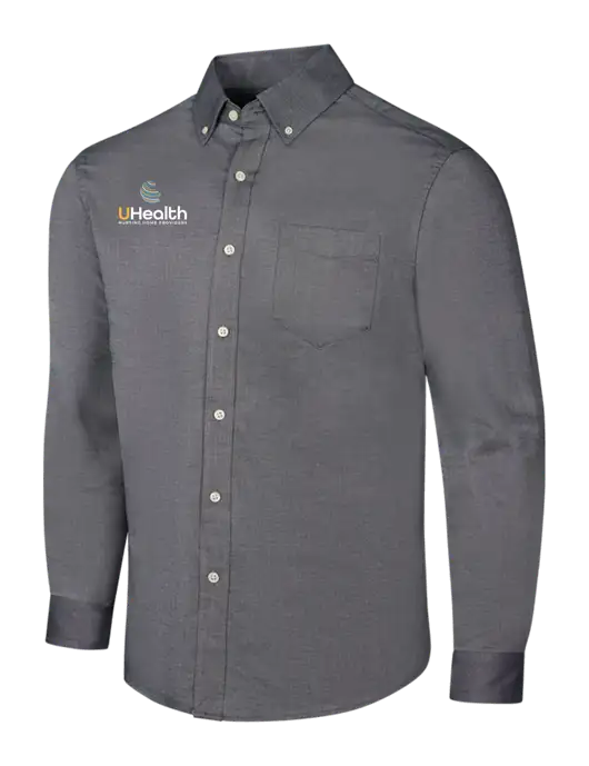 Dark Grey SuperPro Oxford Shirt w/Uhealth Logo