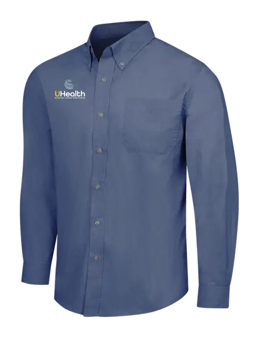 Light Navy Crosshatch Easy Care Shirt w/Uhealth Logo