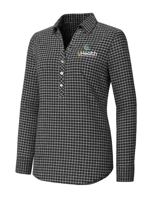 Womens Dark Grey/White City Stretch Shirt w/Uhealth Logo