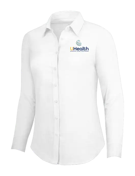 White Womens SuperPro Oxford Shirt w/Uhealth Logo