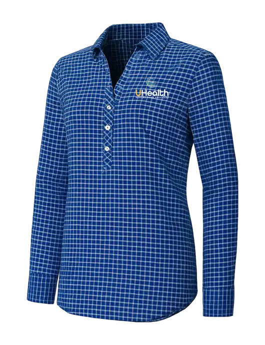Womens Navy/White City Stretch Shirt w/Uhealth Logo
