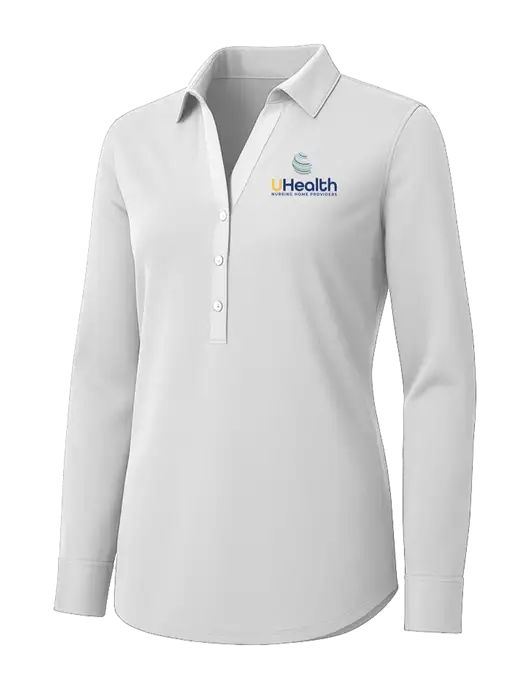 Womens White City Stretch Shirt w/Uhealth Logo