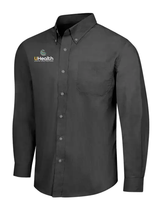 Soft Black Crosshatch Easy Care Shirt w/Uhealth Logo