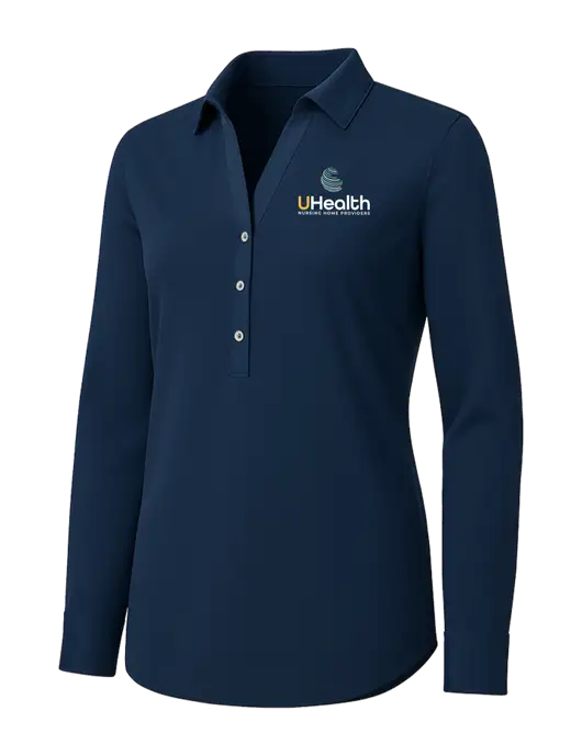 Womens Navy City Stretch Shirt w/Uhealth Logo