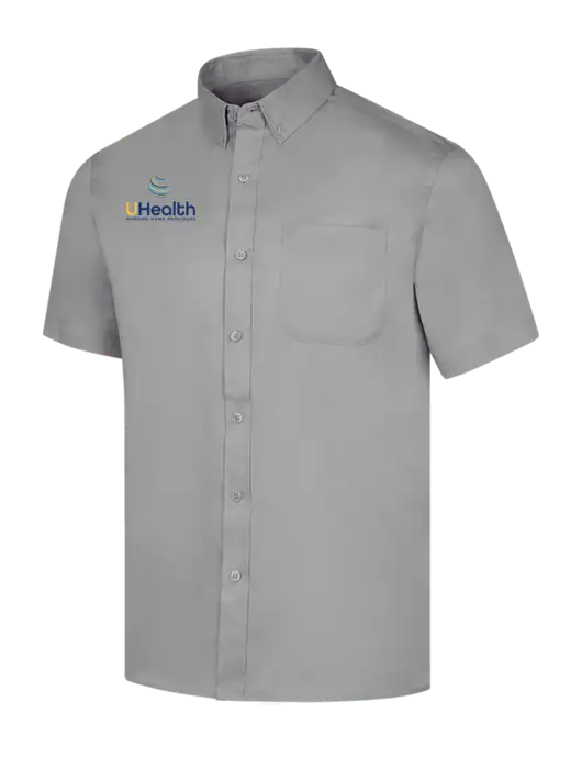 Short Sleeve Light Grey Superpro React Twill Shirt w/Uhealth Logo