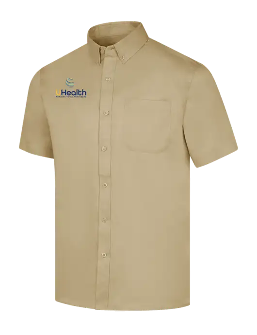 Short Sleeve Dark Tan Superpro React Twill Shirt w/Uhealth Logo