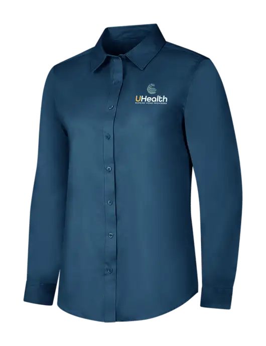 Light Navy Womens Long Sleeve Superpro React Twill Shirt w/Uhealth Logo