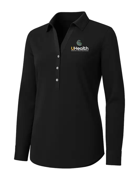 Womens Black City Stretch Shirt w/Uhealth Logo