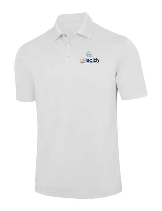 White Performance Fine Jacquard Polo w/Uhealth Logo