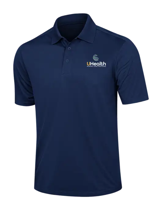 Dark Navy Diamond Textured Jacquard Polo w/Uhealth Logo