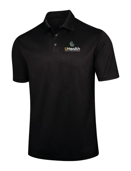 Black Performance Fine Jacquard Polo w/Uhealth Logo