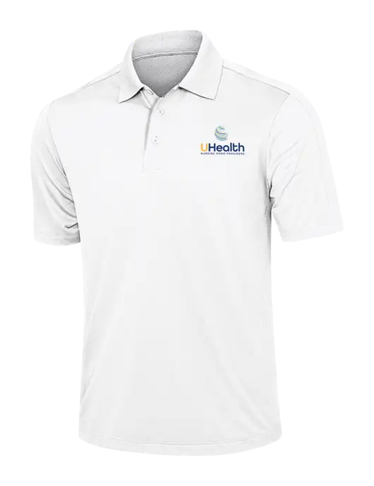 White Diamond Textured Jacquard Polo w/Uhealth Logo