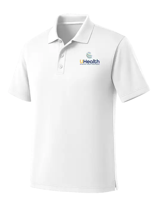 White Dry Zone UV Micro Mesh Polo w/Uhealth Logo