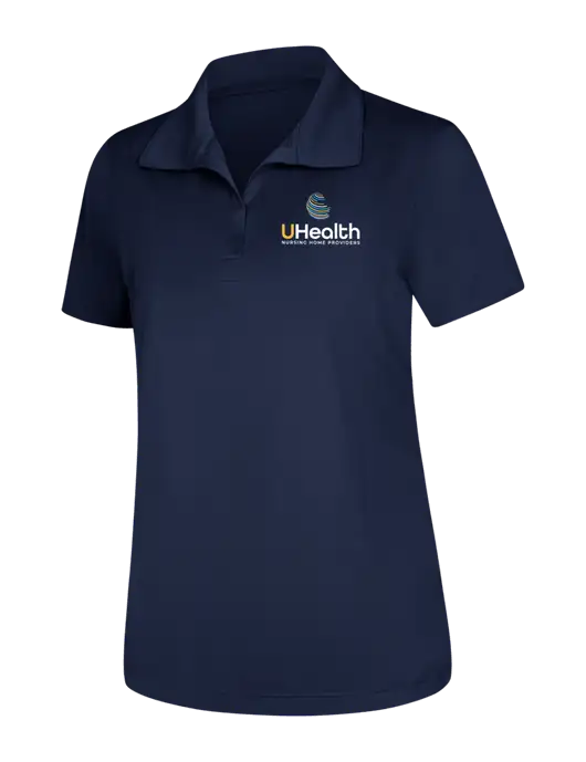 Womens Navy Micropique Sport-Wick Polo w/Uhealth Logo