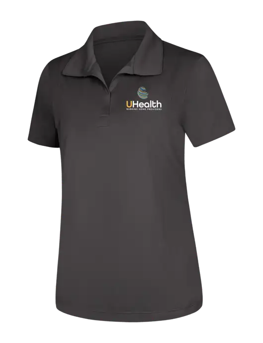Womens Dark Grey Micropique Sport-Wick Polo w/Uhealth Logo
