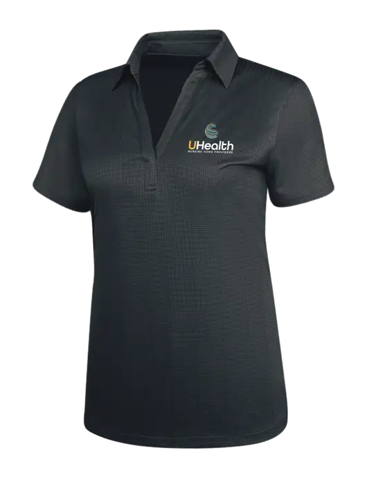 Dark Grey Womens Performance Fine Jacquard Polo w/Uhealth Logo
