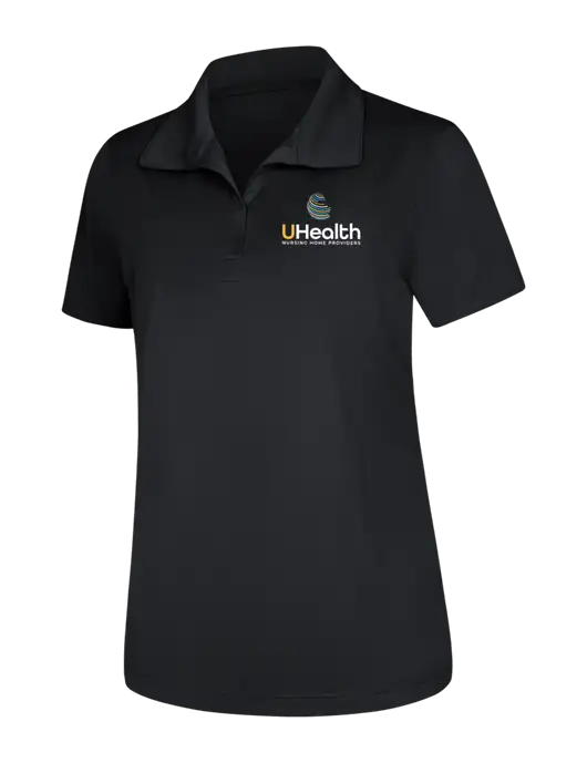 Womens Black Micropique Sport-Wick Polo w/Uhealth Logo