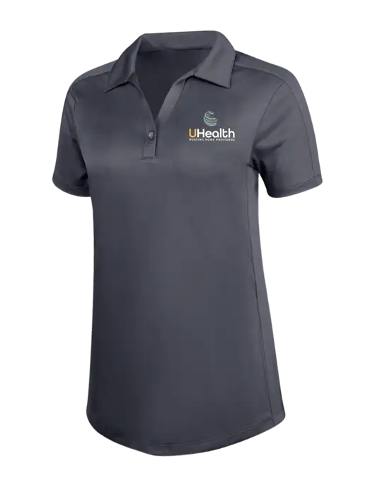 Womens Dark Grey Diamond Jacquard Polo w/Uhealth Logo