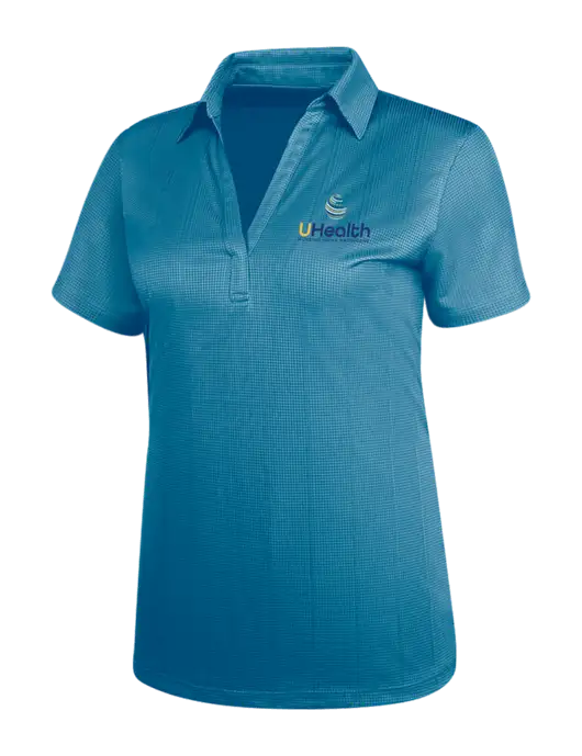 Carolina Blue Womens Performance Fine Jacquard Polo w/Uhealth Logo