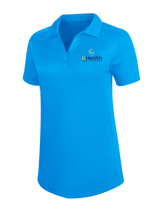 Womens Sapphire Blue Diamond Jacquard Polo w/Uhealth Logo