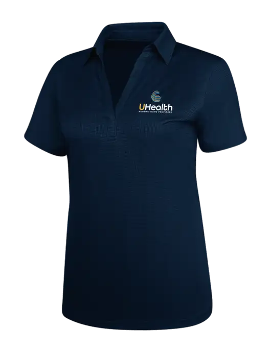Navy Womens Performance Fine Jacquard Polo w/Uhealth Logo