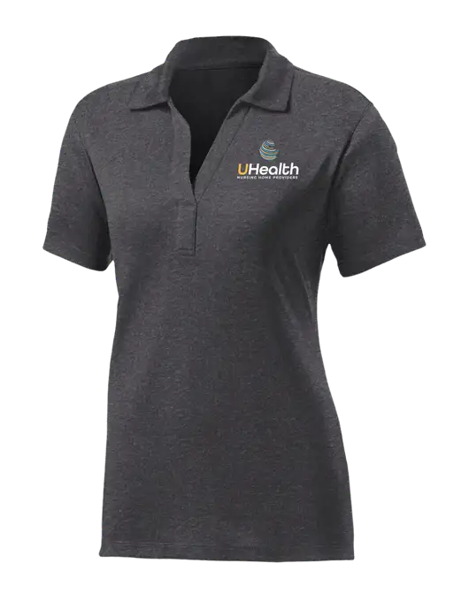 Womens Dark Grey Heather Contender Polo w/Uhealth Logo