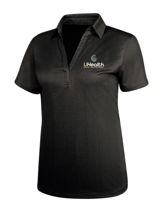 Black Womens Performance Fine Jacquard Polo w/Uhealth Logo