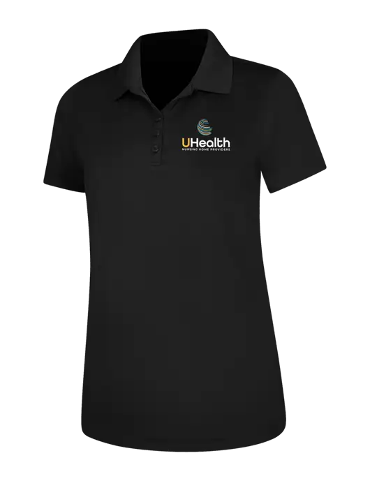 Black Womens Dry Zone UV Mesh Polo w/Uhealth Logo