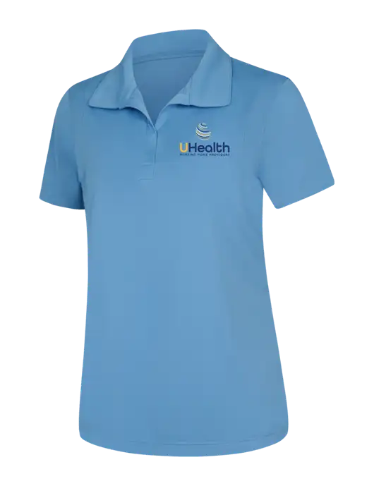 Womens Carolina Blue Micropique Sport-Wick Polo w/Uhealth Logo