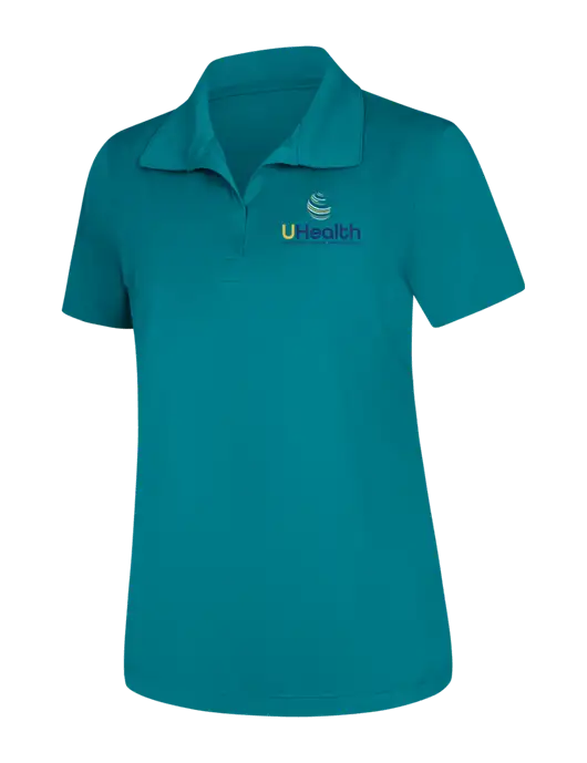 Womens Dark Sapphire Micropique Sport-Wick Polo w/Uhealth Logo