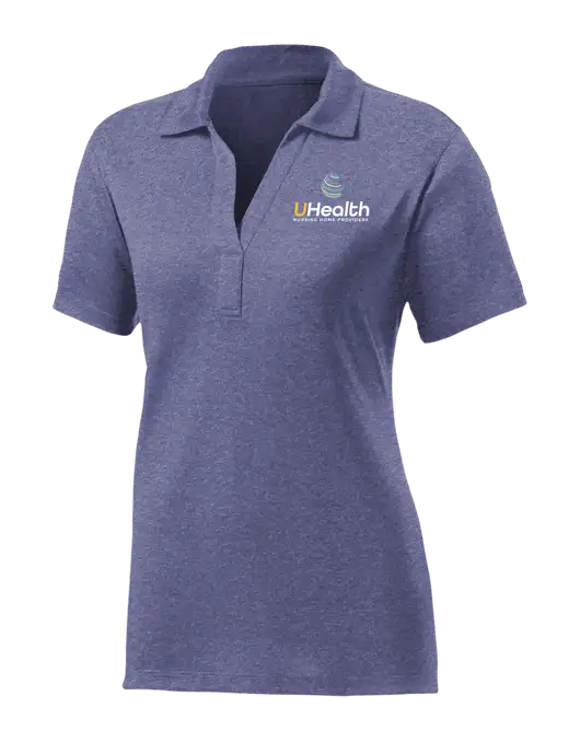Womens Navy Heather Contender Polo w/Uhealth Logo