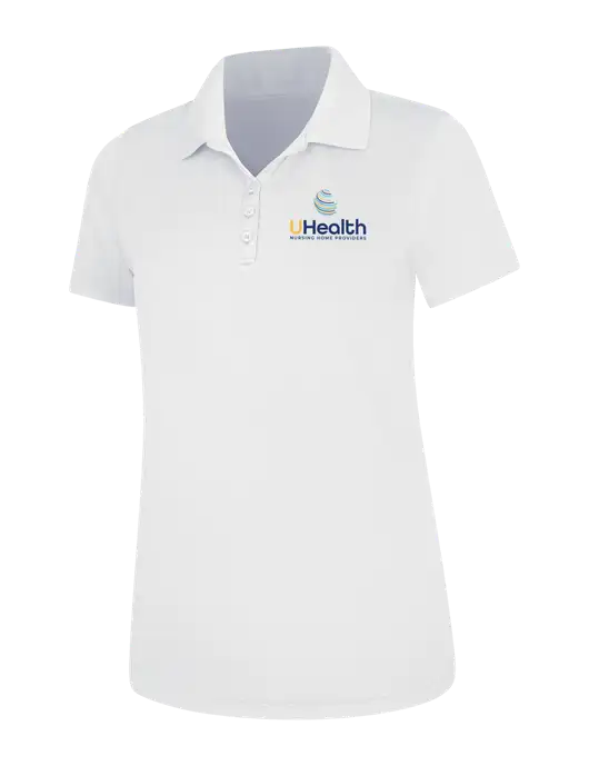 White Womens Dry Zone UV Mesh Polo w/Uhealth Logo