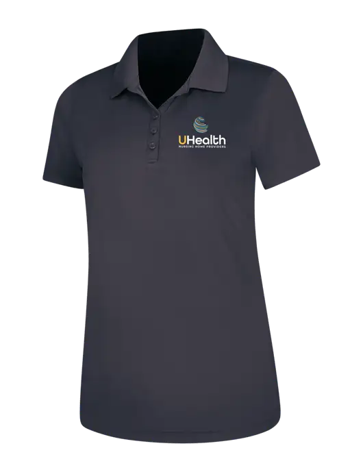 Dark Grey Womens Dry Zone UV Mesh Polo w/Uhealth Logo