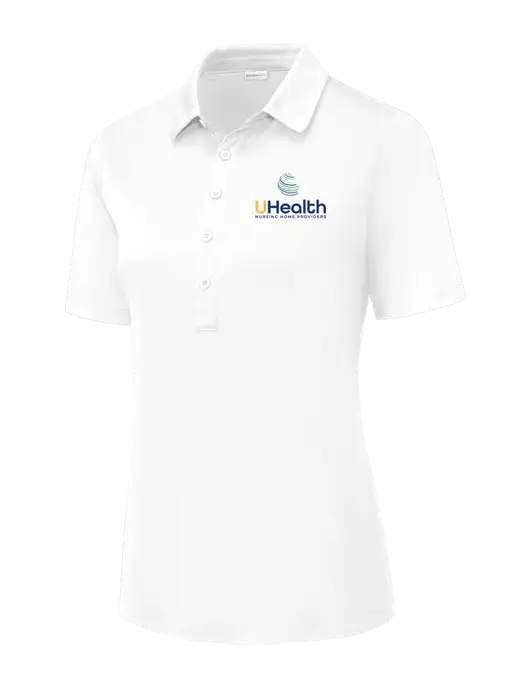 White Womens Posi-UV Pro Polo w/Uhealth Logo