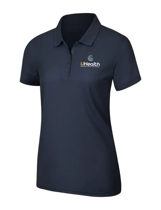 Navy Blue Womens Core Classic Pique Polo w/Uhealth Logo