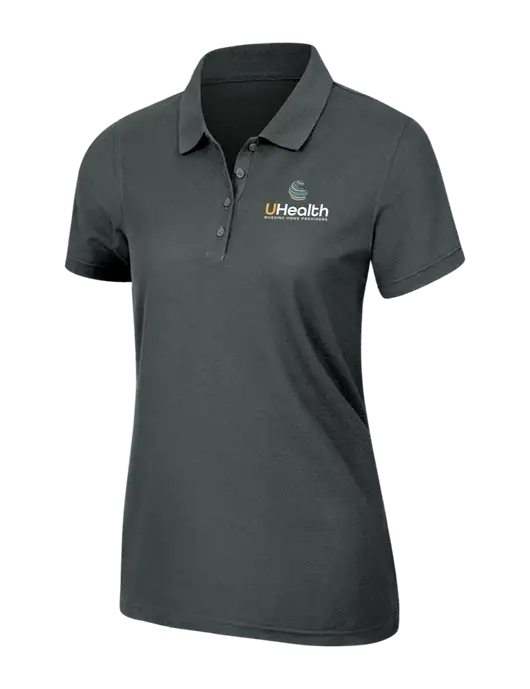 Dark Grey Womens Core Classic Pique Polo w/Uhealth Logo