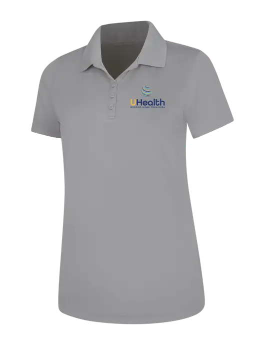 Light Grey Womens Dry Zone UV Mesh Polo w/Uhealth Logo